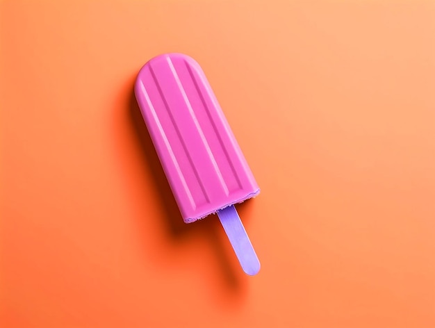 Juicy 3d popsicle on shocking tone on tone background summer concept white base beige stick