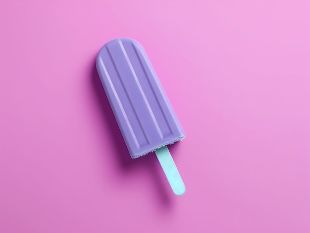 Juicy 3d popsicle on shocking tone on tone background summer concept white base beige stick