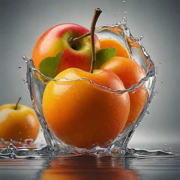 Juicy apple fruit in realistic apple splash Ai generated