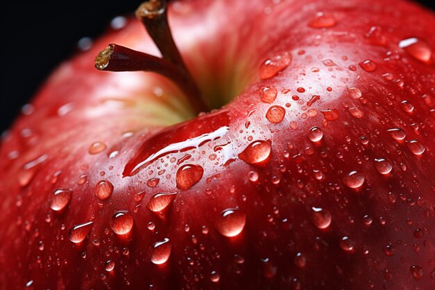 Photo juicy apple with droplets closeup natural snack fresh fruit apple image photography