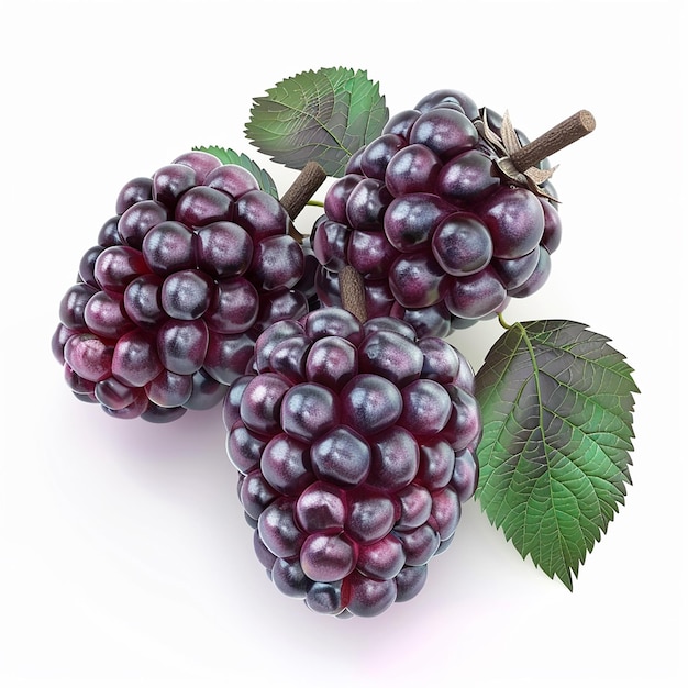 Juicy Boysenberry HighDefinition Photography Against a White Background