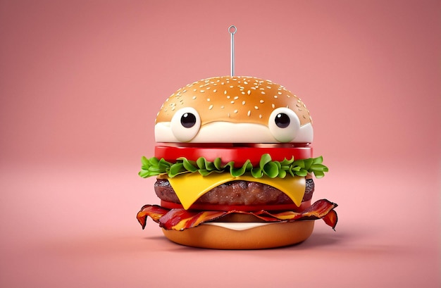 juicy burger with bacon copyspace