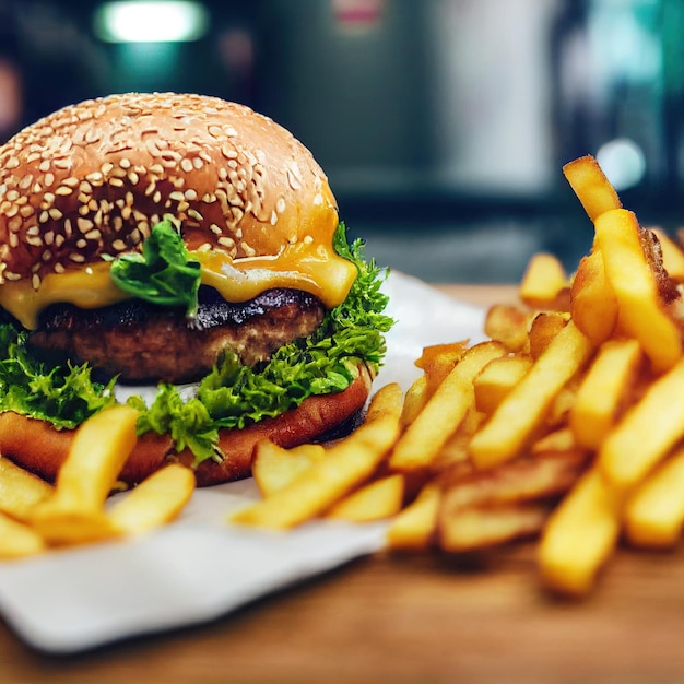 Juicy burger with grilled bun