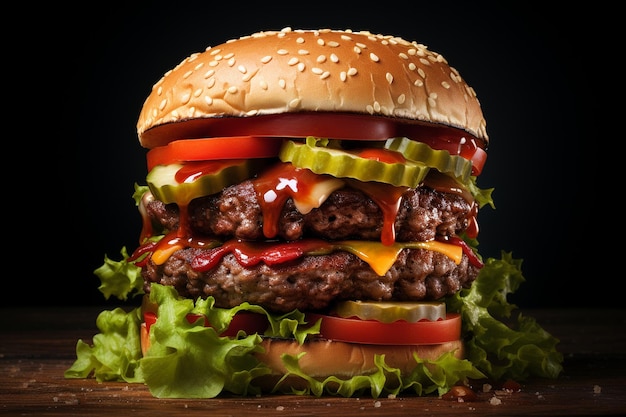 Juicy Burger with Sauce and Fresh Tomato