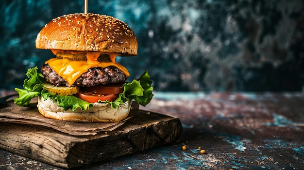 Photo juicy cheese hamburger photography