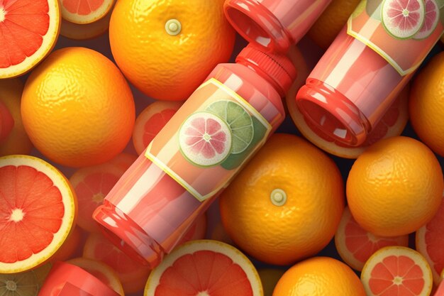 Juicy Citrus Elements on Cosmetic Packaging Mockup