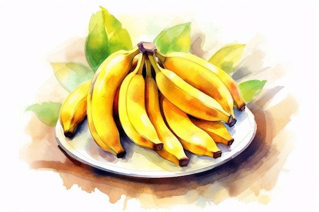 Juicy delicious banana lies on a beautiful plate Ai generated