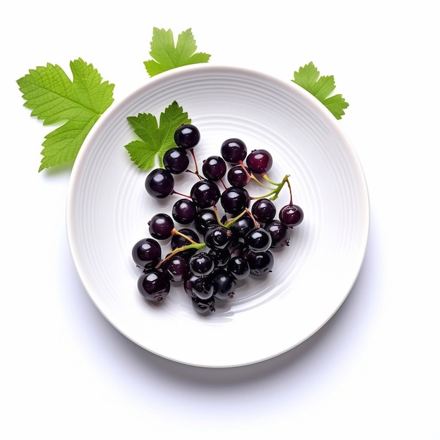 Juicy delicious blackcurrant lies on beautiful plate Ai generated