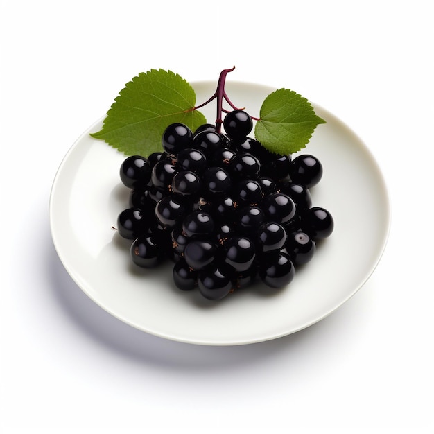 Juicy delicious blackcurrant lies on beautiful plate Ai generated