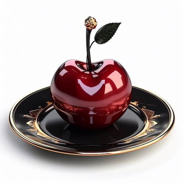 Juicy delicious cherry lies on beautiful plate Ai generated