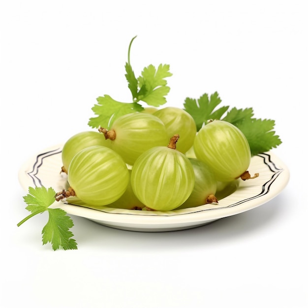 Juicy delicious gooseberry lies on beautiful plate Ai generated