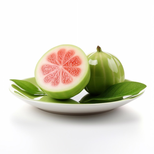 Juicy delicious guava lies on beautiful plate Ai generated