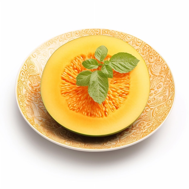 Juicy delicious melon lies on beautiful plate Ai generated