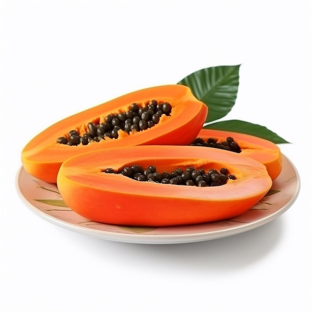 Juicy delicious papaya lies on beautiful plate Ai generated