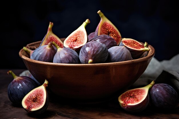 Juicy fig berries in a bowl Generative AI