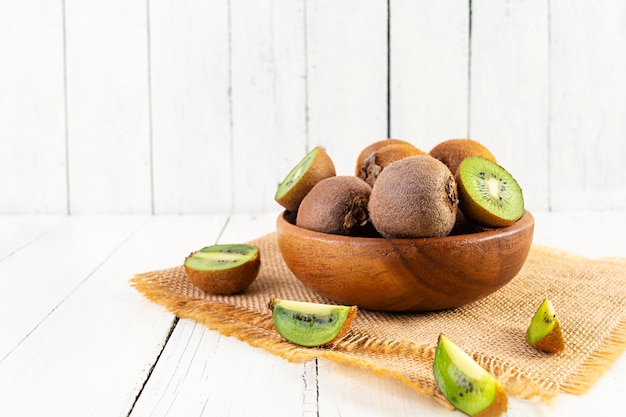 Juicy fresh kiwi fruit isolated on white background. Sliced kiwi