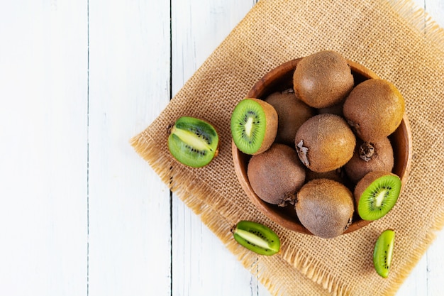 Juicy fresh kiwi fruit isolated on white background. Sliced kiwi