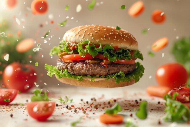 Juicy Gourmet Burger with Fresh Ingredients