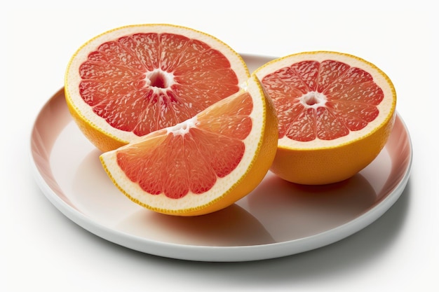 Juicy Grapefruit Slices on White Background Perfect for Healthy Food Ads