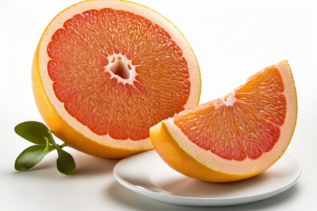 Juicy Grapefruit Slices on White Background Perfect for Healthy Food Ads