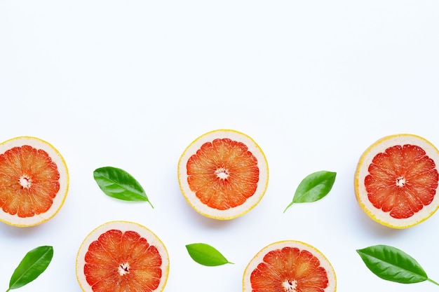 Juicy grapefruit on white