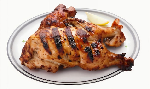 Juicy Grilled Chicken on a White Background for a Delicious and Healthy Meal Generative ai