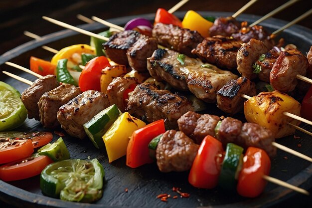 Juicy kebab with grilled vegetables