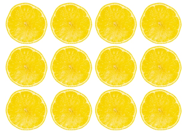 Juicy lemon slices Lemon slices isolated on white background Background image