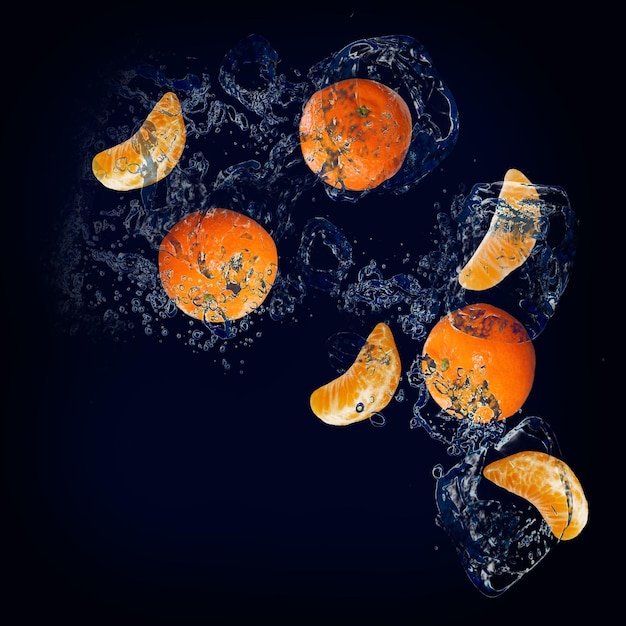 Juicy mandarin fruit in water wallpaper for designers and illustrators