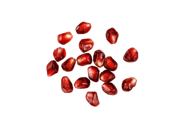 Juicy pomegranate seeds isolated on a white background