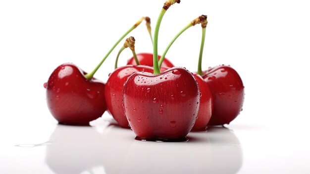 Juicy red cherries isolated on white