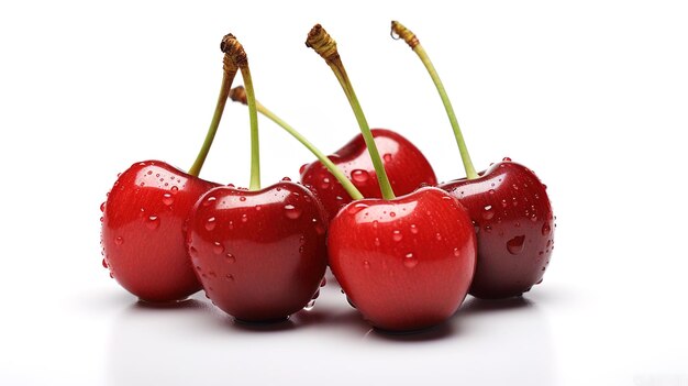 Juicy red cherries isolated on white