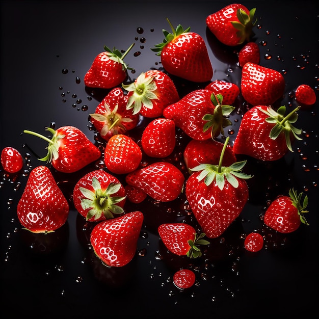 Juicy ripe strawberry in organic fruit bowl generated by AI