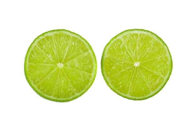 Juicy slice of lime isolated on white