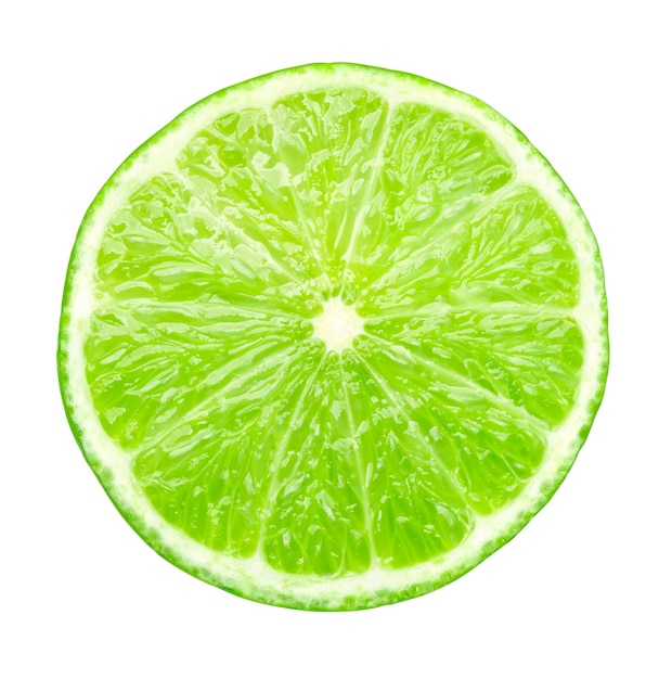 Juicy slice of lime isolated