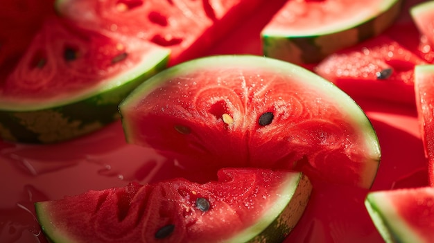 Juicy slices of fresh watermelon