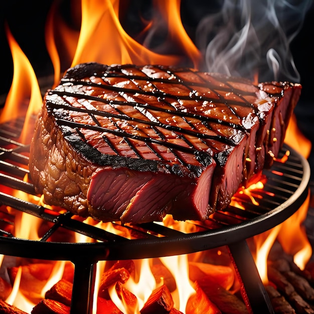 Juicy Tbone Steak on Flaming Grill Mouthwatering Grilled Perfection