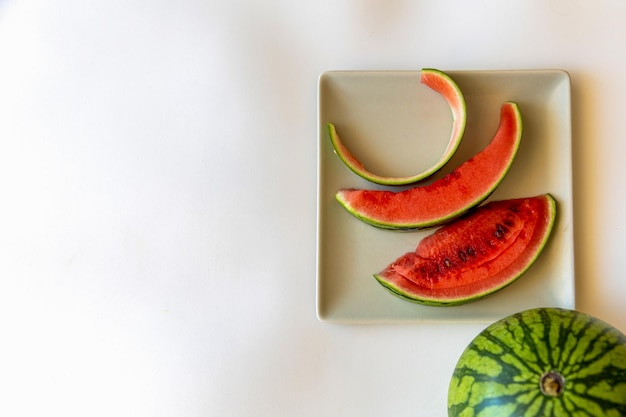 Juicy watermelon with sliced isolated on white background Clipping path