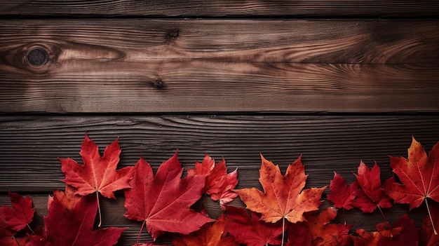 July 1st Canada Day illustration with maple leaves on wooden background Generative ai