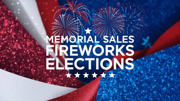 Photo july 4th red white blue sparkle background festive design for memorial sales fireworks