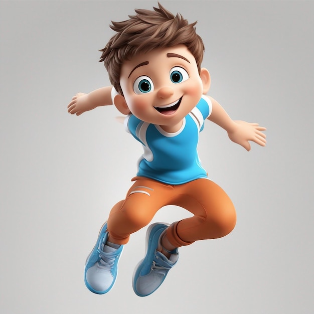 Jumping boy cartoon character generated by AI