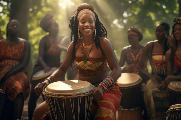 Juneteenth community drum circle embracing Generative ai