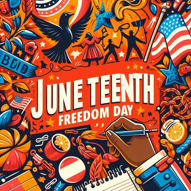 Juneteenth Freedom Day March Protesting Hands Activism Justice and Unity in Vibrant Colors