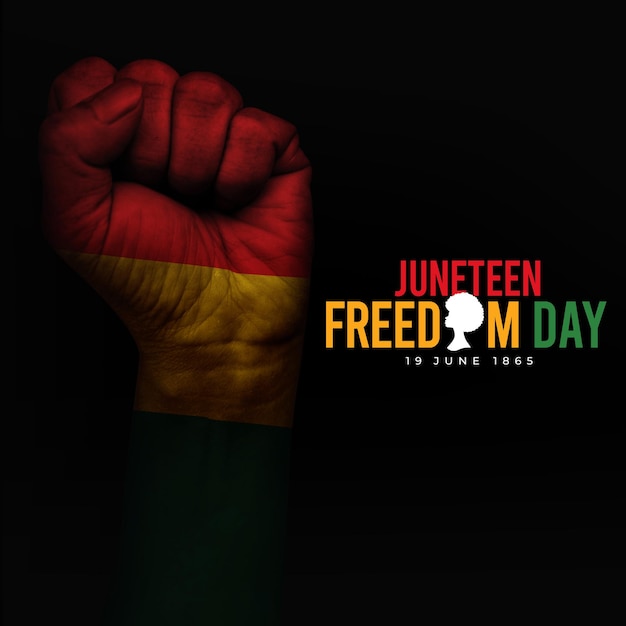 Juneteenth Freedom Day Poster On a Blurred Hand Background