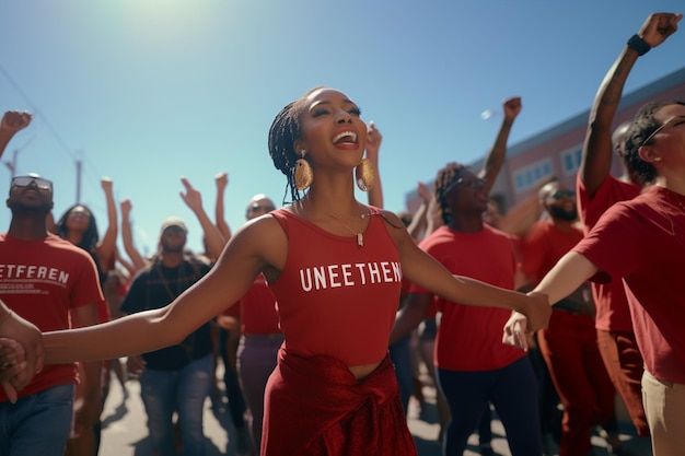 Juneteenth freedom march with diverse Generative ai