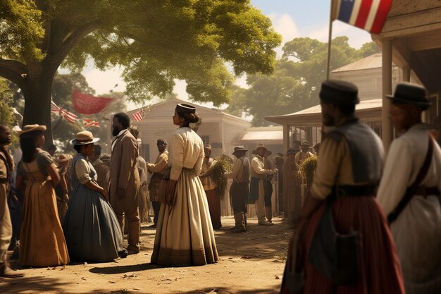 Juneteenth historical reenactment in a vibrant Generative ai