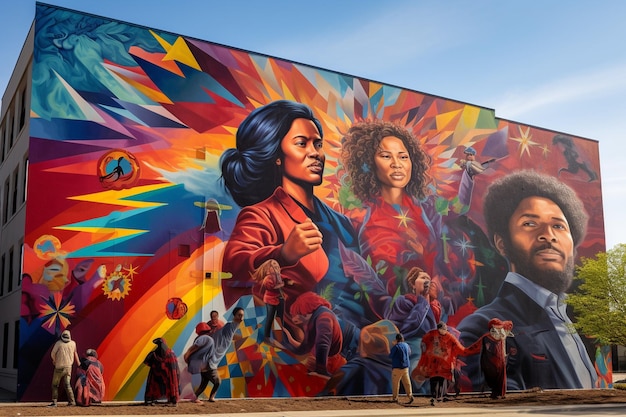 Juneteenth mural celebrating the achievements Generative ai