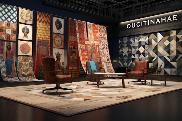 Juneteenth quilt display featuring intricate Generative ai