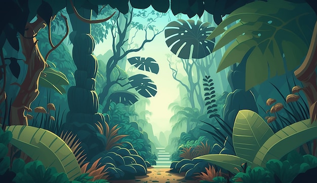 Jungle Adventure An Illustration of a Summer Generative AI