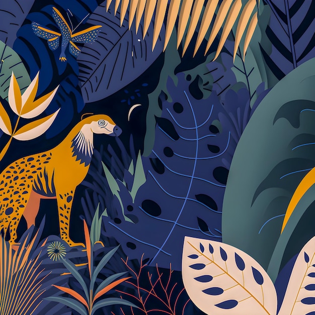 Jungle animals pattern illustration flat design